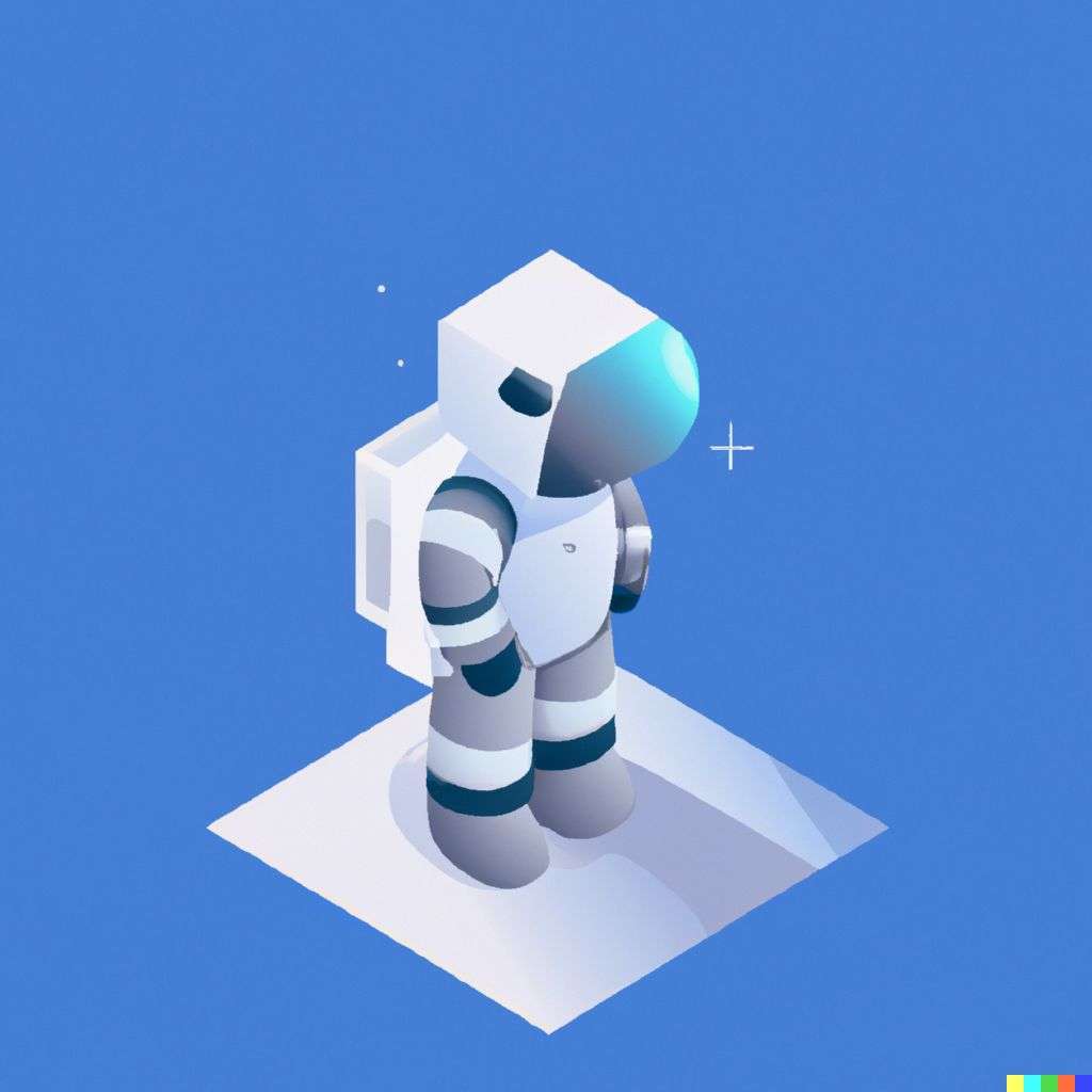 an astronaut, isometric art